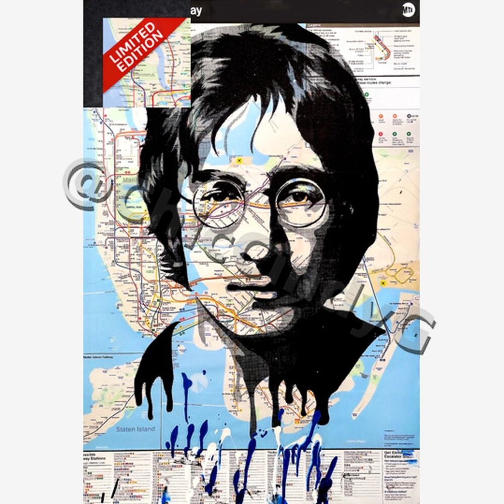 Rare John Lennon NYC Subway Map Art Metal Sign 8×12" Limited Edition - Picture 6 of 7